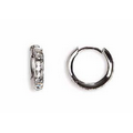 Tiny Channel Set Hoop Earrings - Rhodium